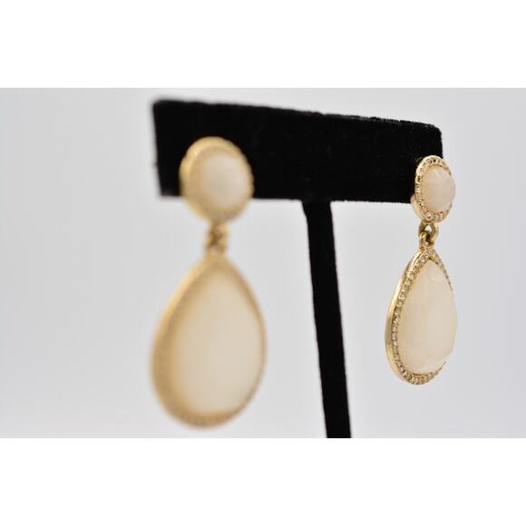 Banana Republic Dangle Earrings Dangle White Crystal Faceted Gold Chunky BinAK - Picture 5 of 12